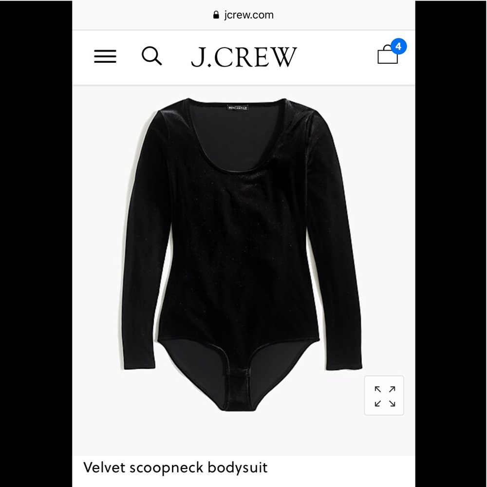 J. Crew velvet scoopneck bodysuit size L
